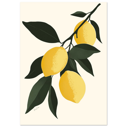 Lemon Tree Branch Poster – Botanical Illustration on FSC Eco-Friendly Paper