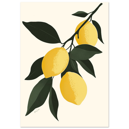Lemon Tree Branch Poster – Botanical Illustration on FSC Eco-Friendly Paper