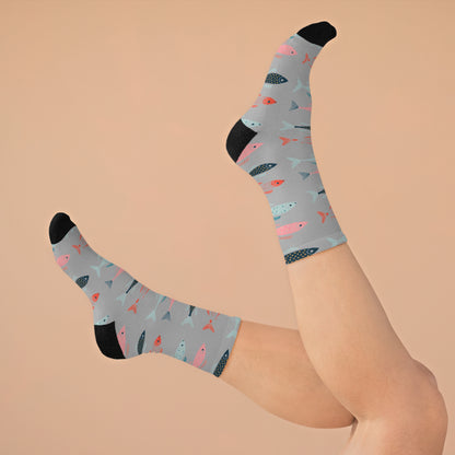 Chaussettes écolo - Motif de poissons tropicaux - rose zombie
