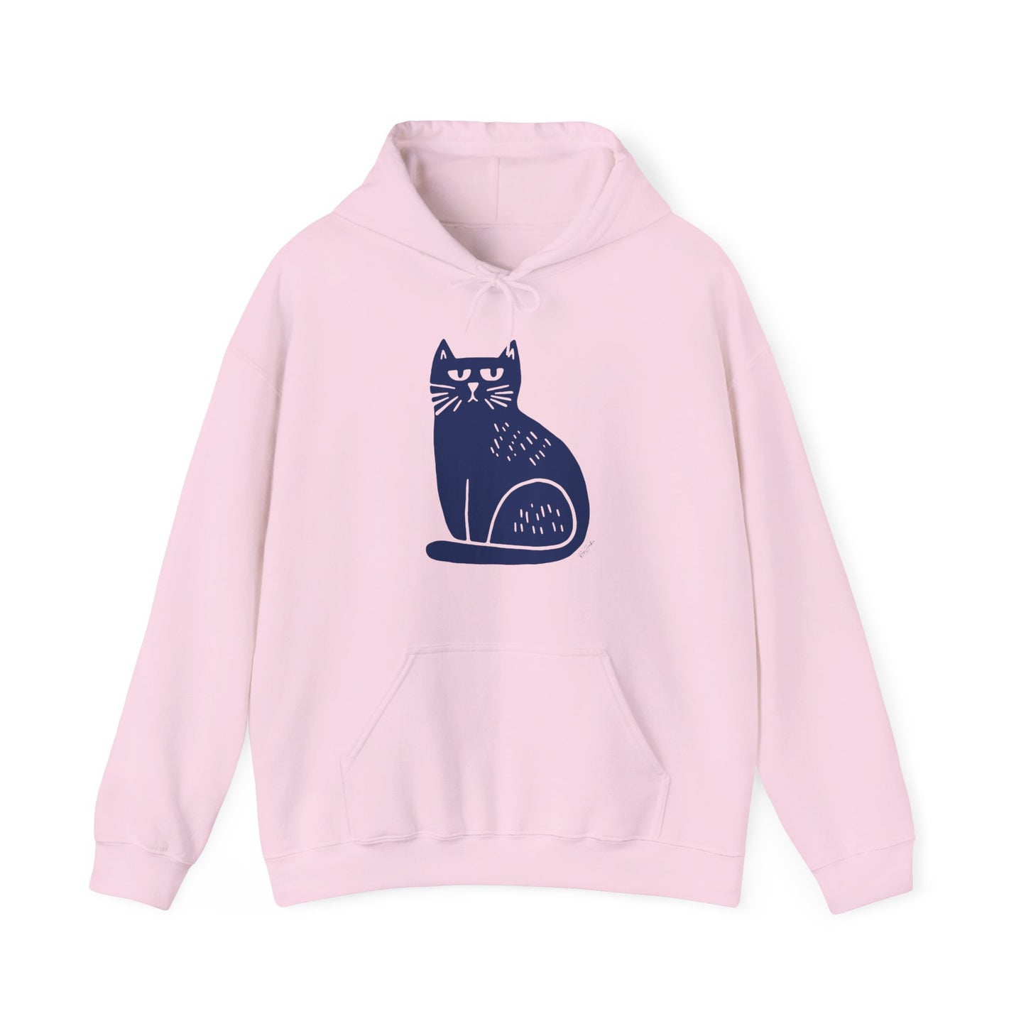 Sweat à capuche en coton durable – Chat bleu minimaliste