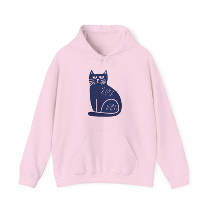 Sweat à capuche en coton durable – Chat bleu minimaliste