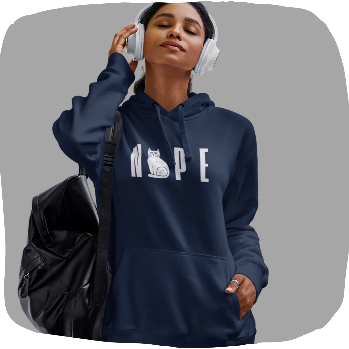 Sweat à capuche en coton bio - Chat ludique et minimaliste