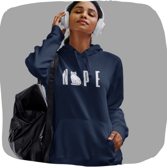 Sweat à capuche en coton bio - Chat ludique et minimaliste