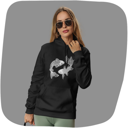 Sweatshirt à capuche en coton durable - Motif de faune marine - rose zombie