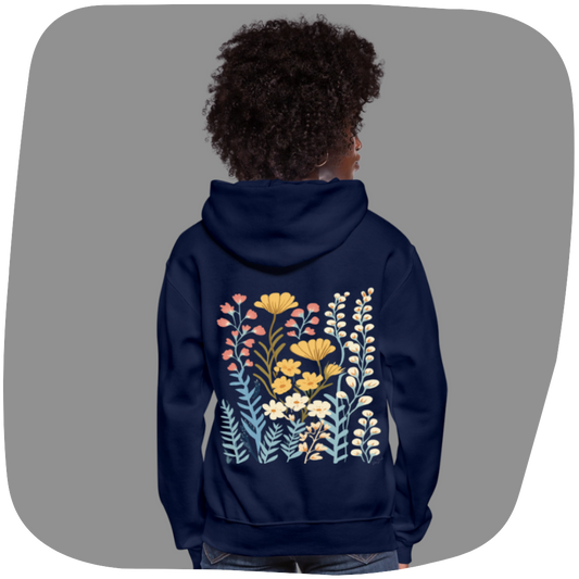 Sweatshirt à capuche en coton durable Halo - Motif floral - rose zombie