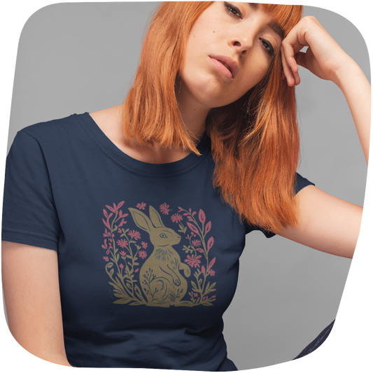T-shirt en coton bio - Motif de lapin - rose zombie