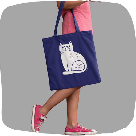Sac tote en coton écolo - Imprimé minimaliste de chat