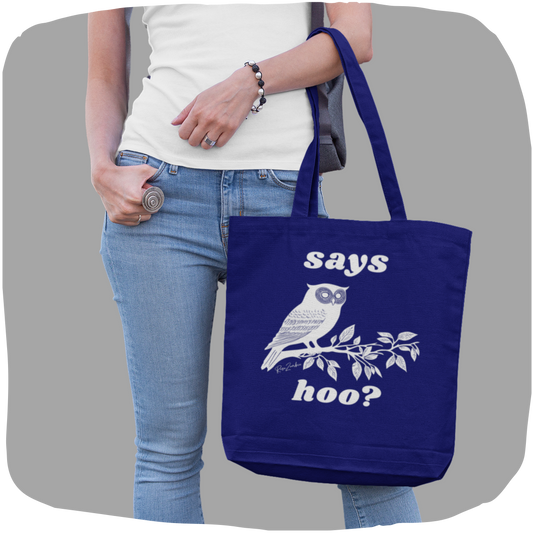 Sac tote en coton écolo - Hibou perché ludique