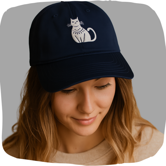 Casquette de baseball bio Echo - Imprimé brodé d'un chat