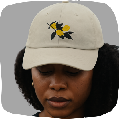 Casquette de baseball bio - Imprimé brodé d'une branche de citronnier