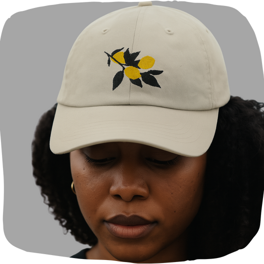 Casquette de baseball bio - Imprimé brodé d'une branche de citronnier