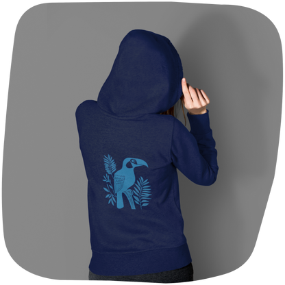 Sweatshirt à capuche en coton durable - Motif de toucan - rose zombie