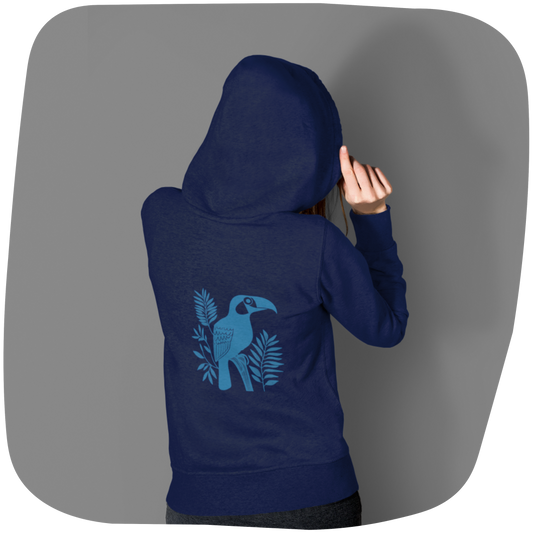 Sweatshirt à capuche en coton durable - Motif de toucan - rose zombie