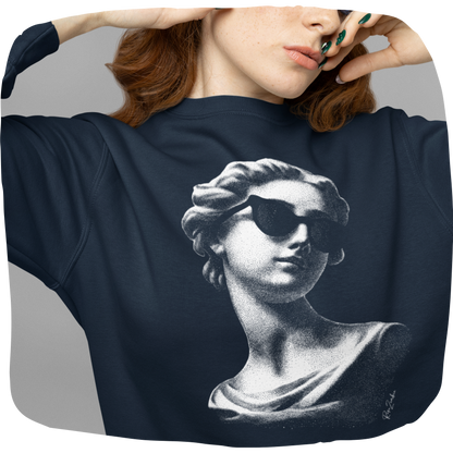 Pull en coton bio – Buste antique de femme avec lunettes de soleil