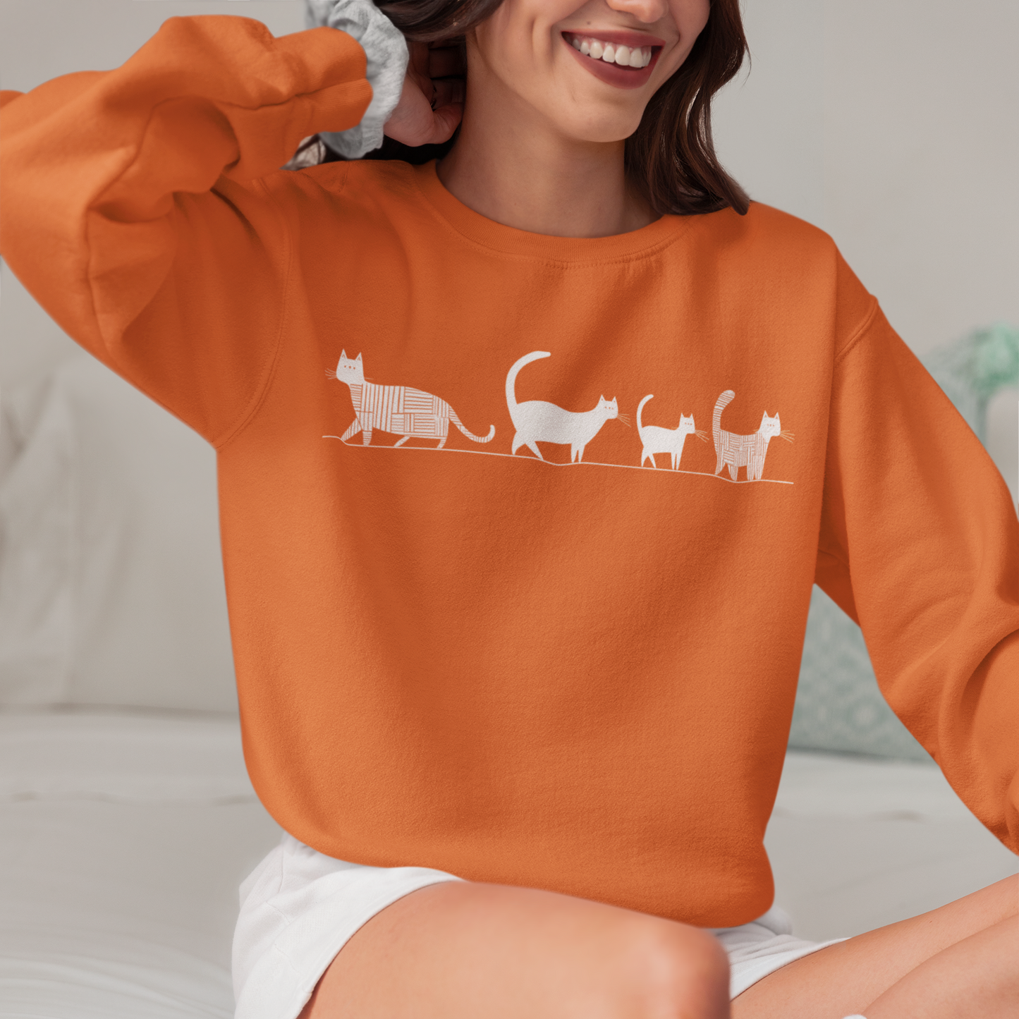 Pull en coton écolo – Chat en file indienne