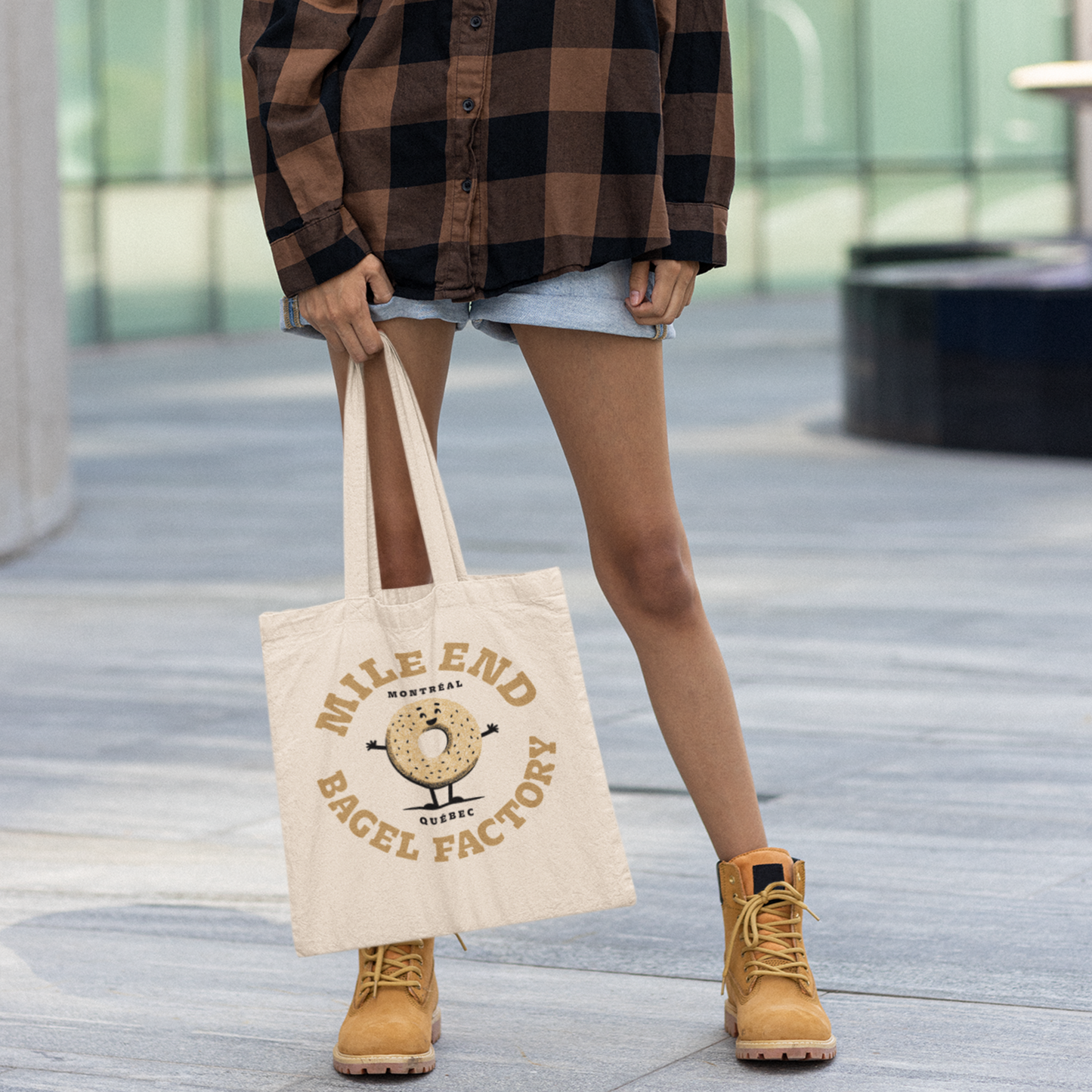 Sac tote en coton bio  - Imprimé bagel souvenir de Montréal