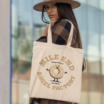 Sac tote en coton bio  - Imprimé bagel souvenir de Montréal