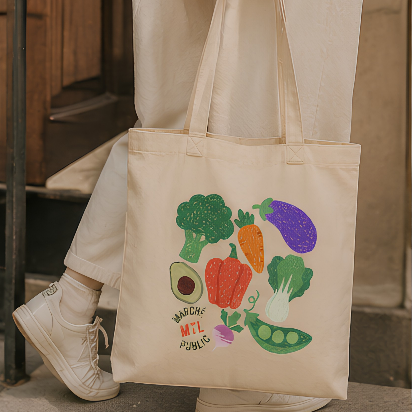 Beige Organic Cotton Tote Bag – Montréal Public Market