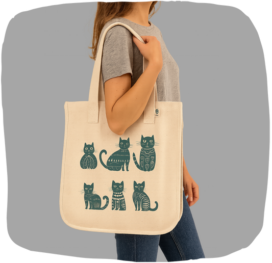 Sac de chanvre durable - Imprimé de chats
