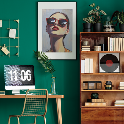 Póster impreso de estilo pictórico de una mujer joven.