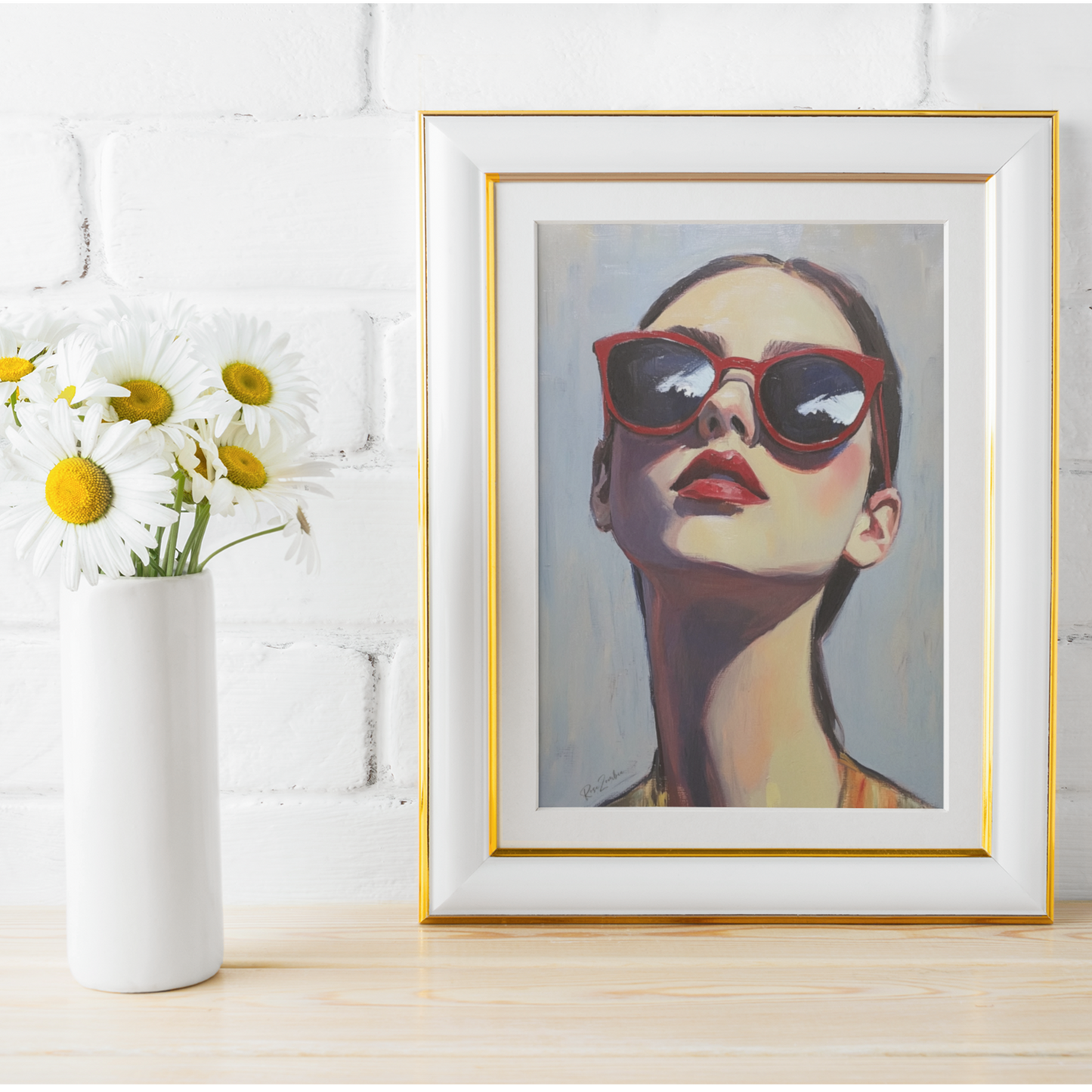 Póster impreso de estilo pictórico de una mujer joven.