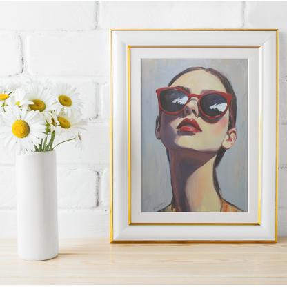 Póster impreso de estilo pictórico de una mujer joven.