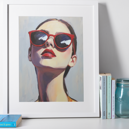Póster impreso de estilo pictórico de una mujer joven.