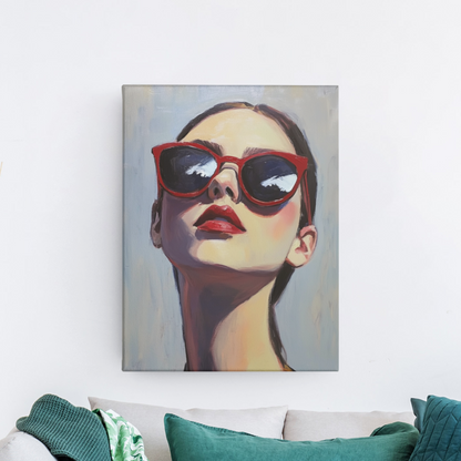 Póster impreso de estilo pictórico de una mujer joven.