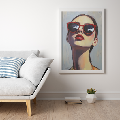 Póster impreso de estilo pictórico de una mujer joven.