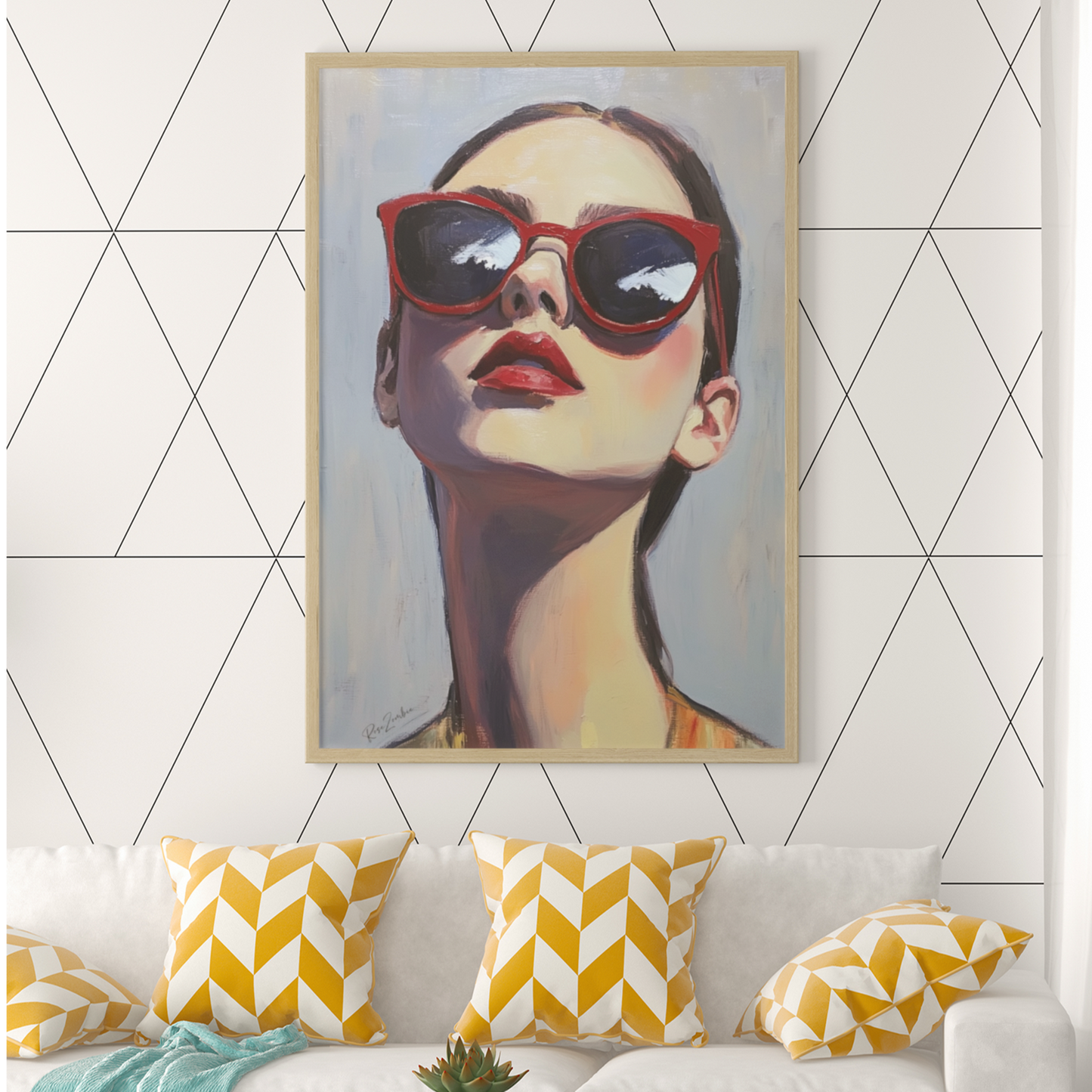Póster impreso de estilo pictórico de una mujer joven.