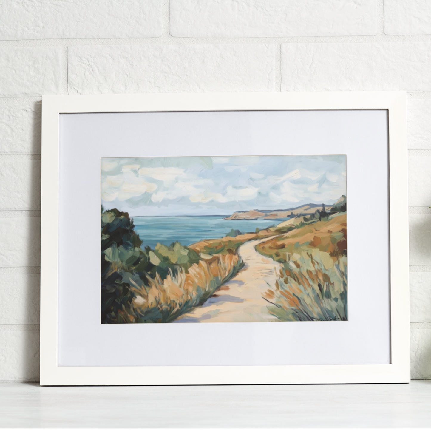 Póster ecológico impreso en estilo pintura: Paisaje costero