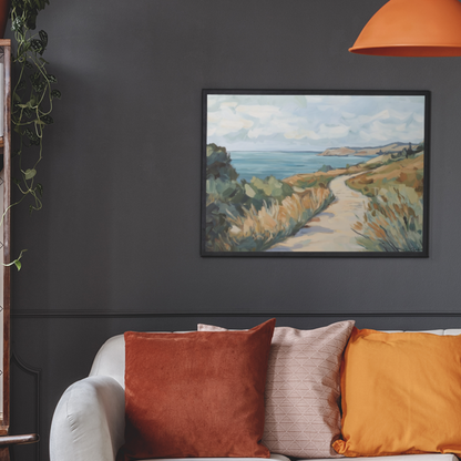 Póster ecológico impreso en estilo pintura: Paisaje costero