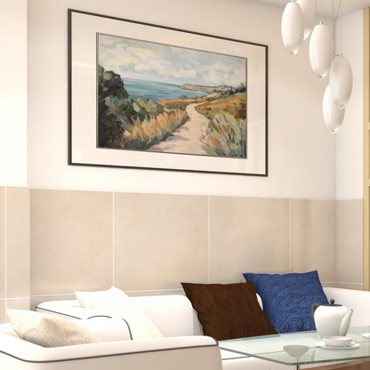 Póster ecológico impreso en estilo pintura: Paisaje costero