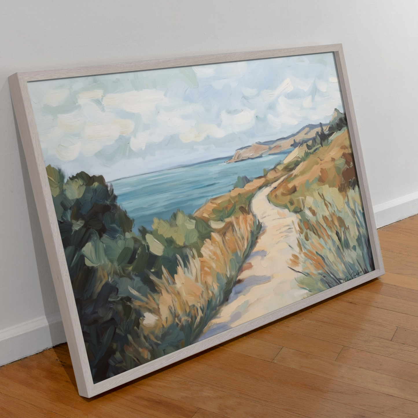 Póster ecológico impreso en estilo pintura: Paisaje costero