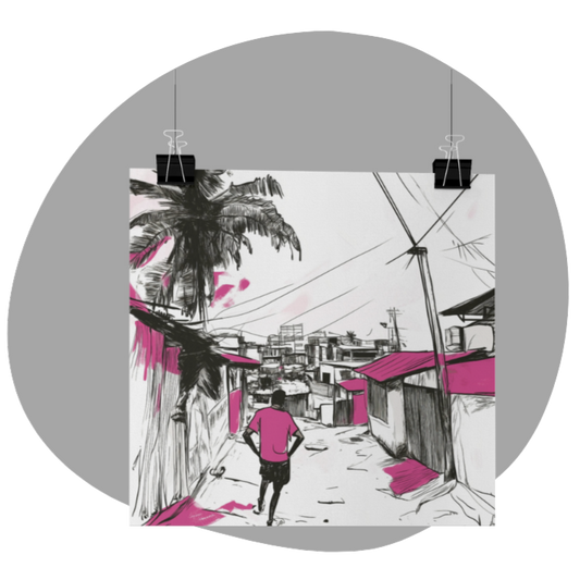Poster imprimé écolo - Paysage des Caraïbes en style sketch