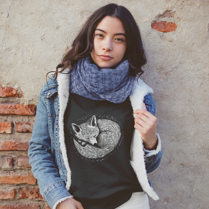 Ultra-soft organic cotton cropped sweater – Medium weight – Fox pattern