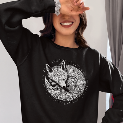 Ultra-soft organic cotton cropped sweater – Medium weight – Fox pattern