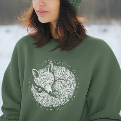 Ultra-soft organic cotton cropped sweater – Medium weight – Fox pattern