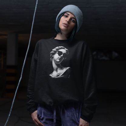 Pull en coton bio – Buste antique de femme avec lunettes de soleil