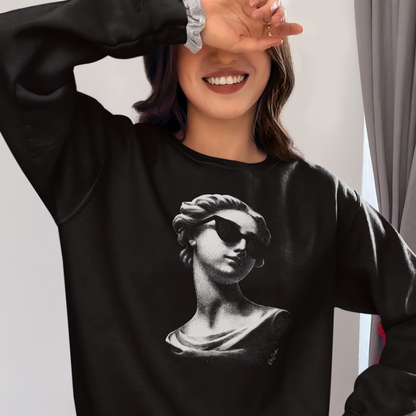 Pull en coton bio – Buste antique de femme avec lunettes de soleil