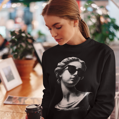 Pull en coton bio – Buste antique de femme avec lunettes de soleil