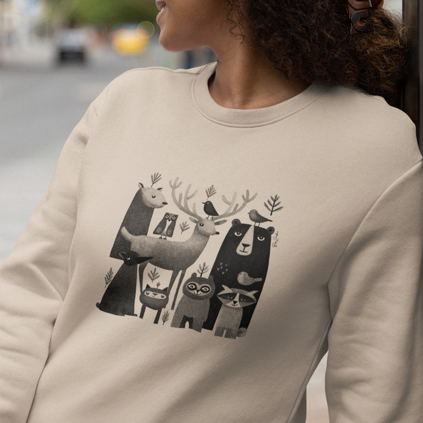 Pull en coton bio – Épaisseur moyenne – Animaux de la forêt