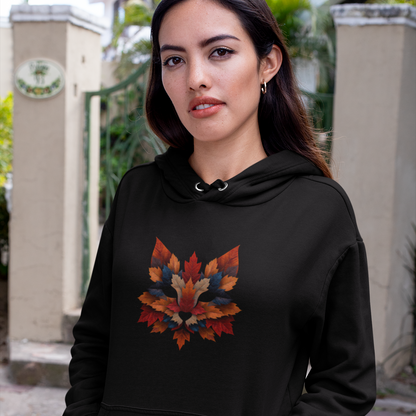 Sweatshirt à capuche en coton bio – Épaisseur moyenne – Renard en feuilles d'érable