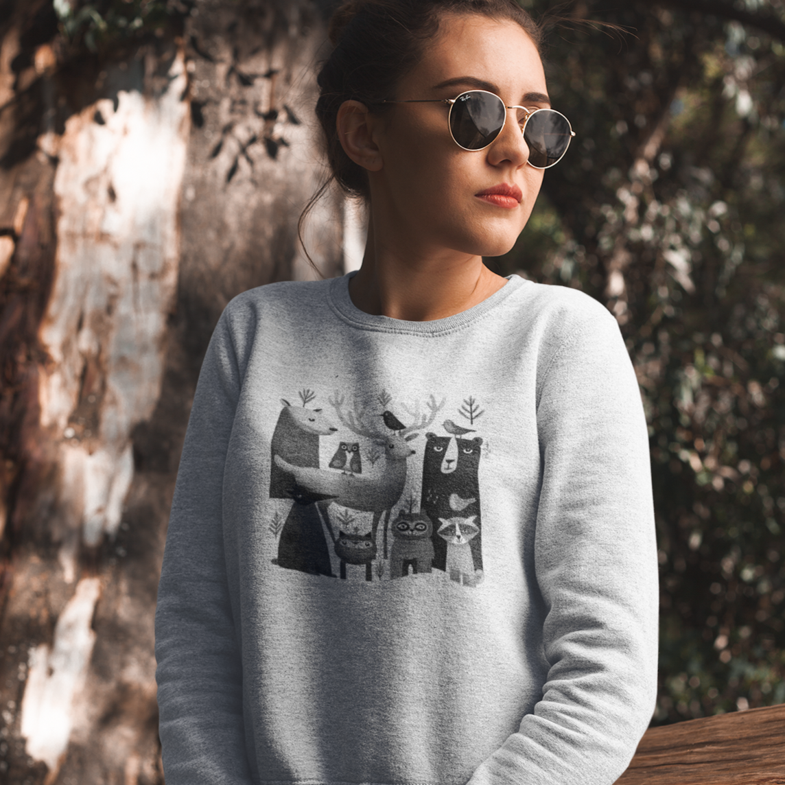 Pull en coton bio – Épaisseur moyenne – Animaux de la forêt