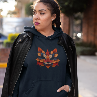 Sweatshirt à capuche en coton bio – Épaisseur moyenne – Renard en feuilles d'érable