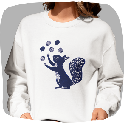Sweatshirt en coton bio - Imprimé minimaliste d'un écureuil joueur