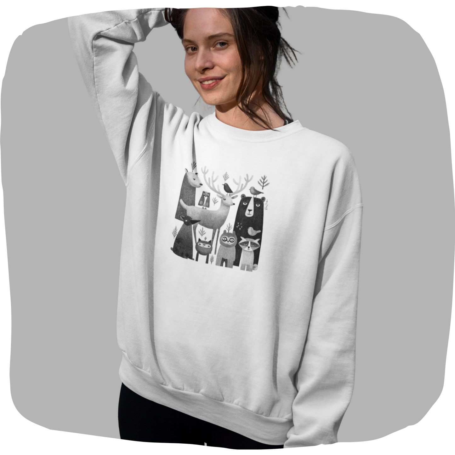 Pull en coton bio – Épaisseur moyenne – Animaux de la forêt