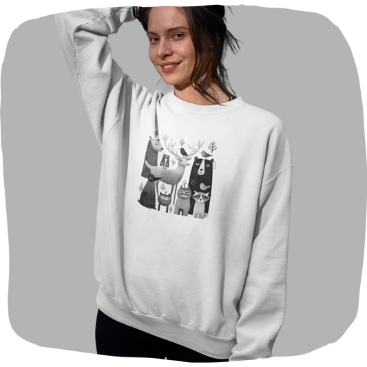 Organic cotton sweater – Medium weight – Forest animals