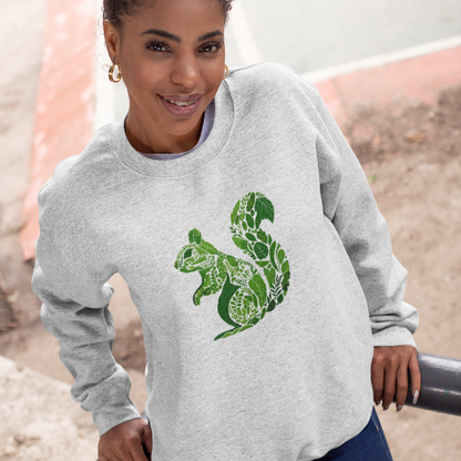 Pull en coton durable – Feuilles vertes en forme d'écureuil