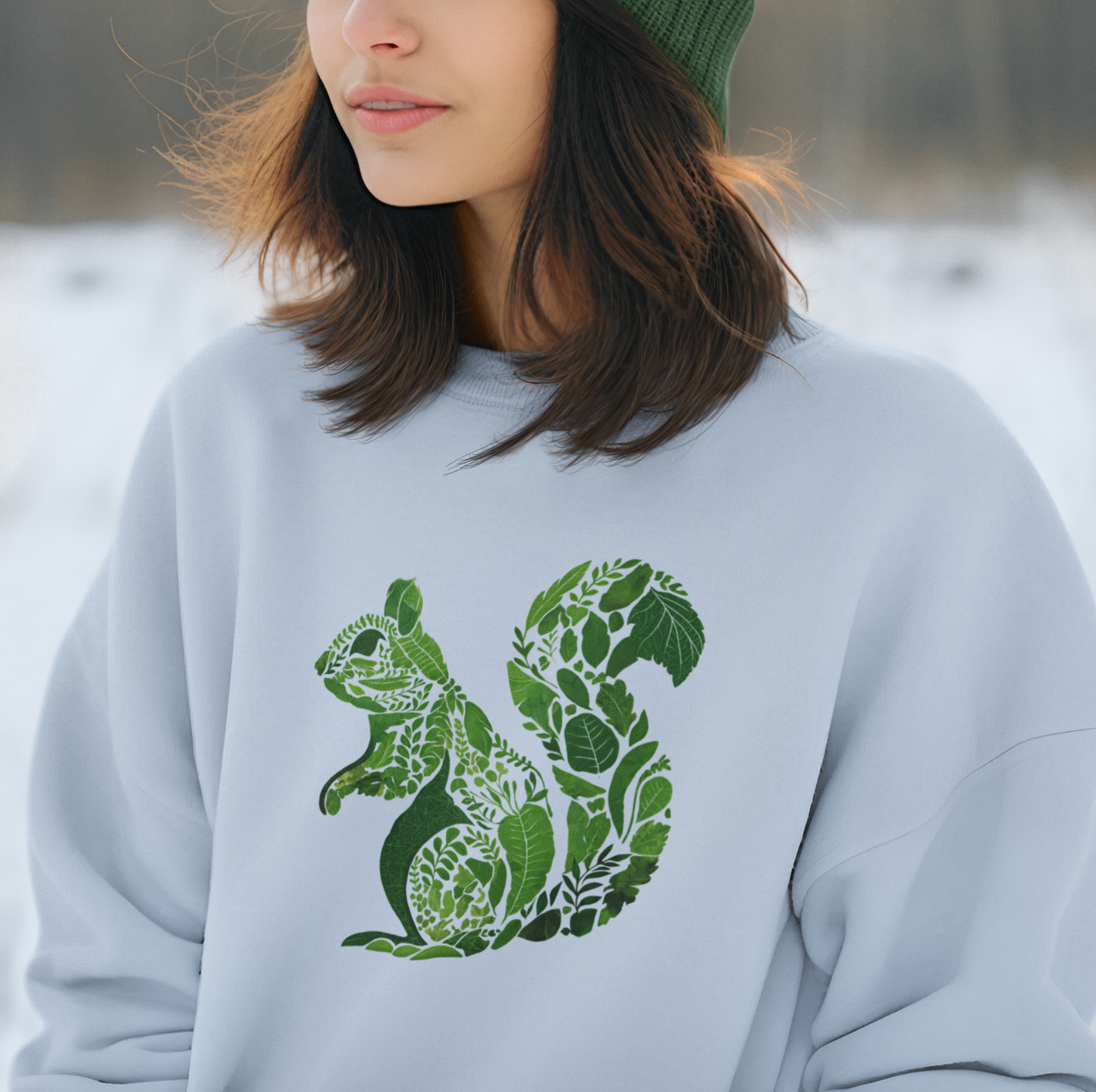 Pull en coton durable – Feuilles vertes en forme d'écureuil